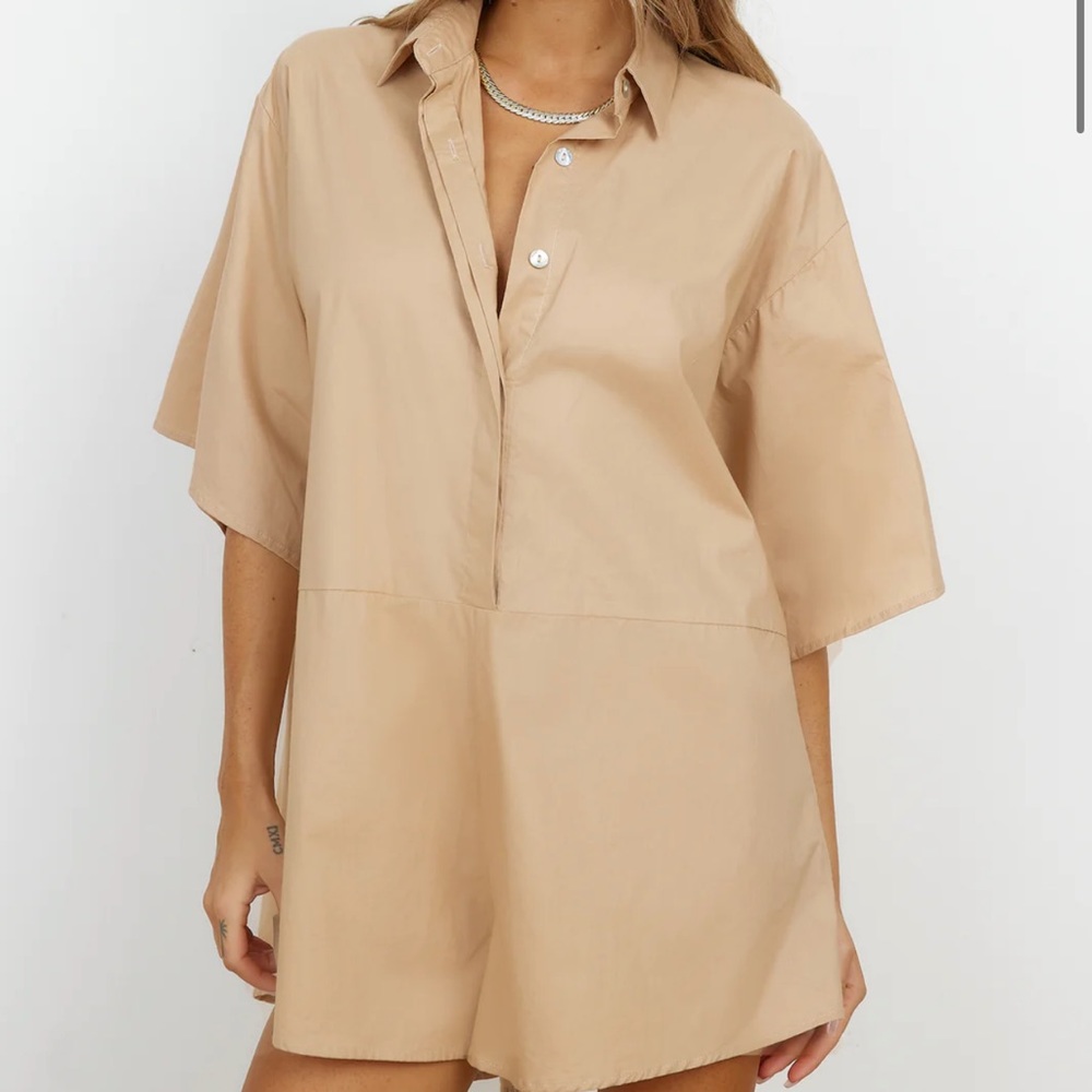 Oversized Tan Romper